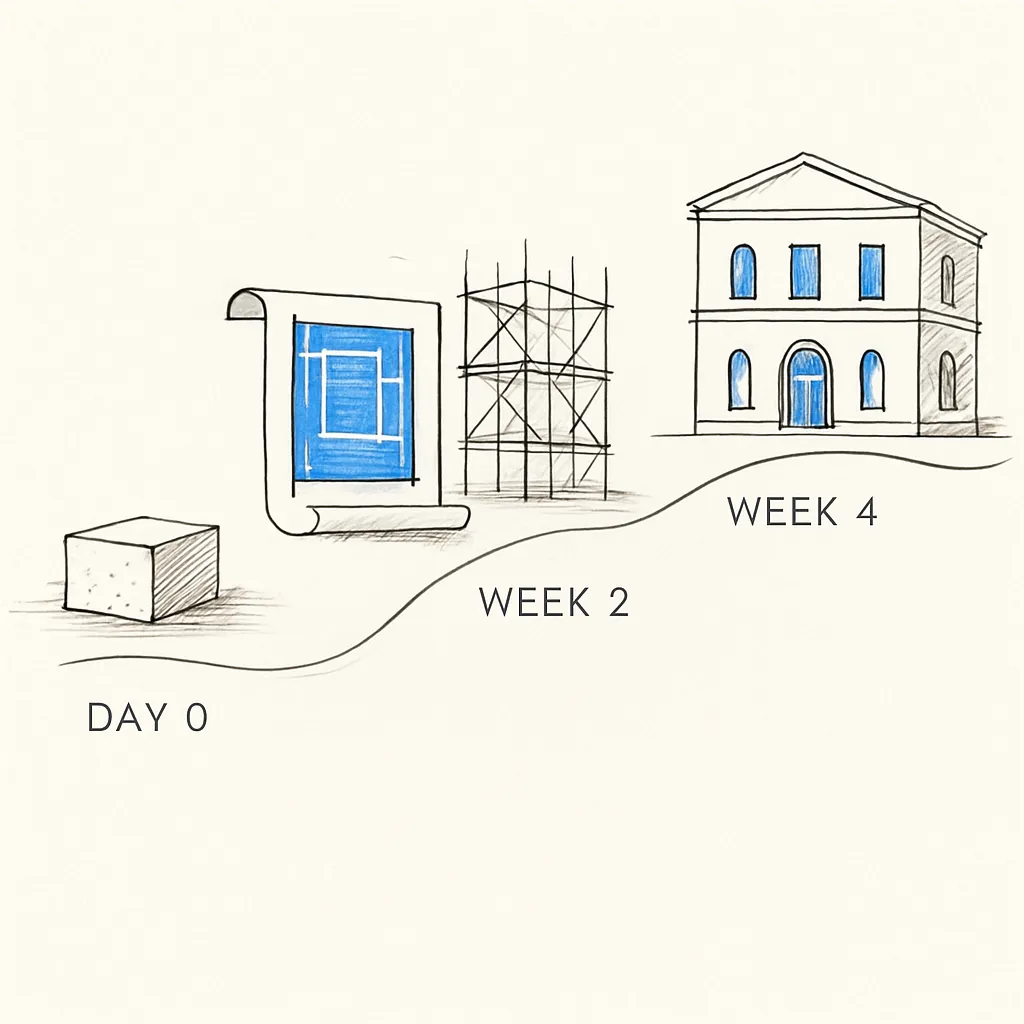 Visual timeline showing 30-day proof process milestones